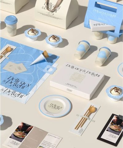 delicate sweet luxury beautiful attractive ice cream shop branding des